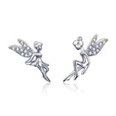 925 Sterling Silver Stud Earrings with CZ, 1.2 x 1.5cm & 1.5 x 0.9cm, Women