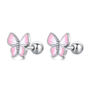 925 Sterling Silver Earrings with Enamel Process, 0.6cm, for Women
