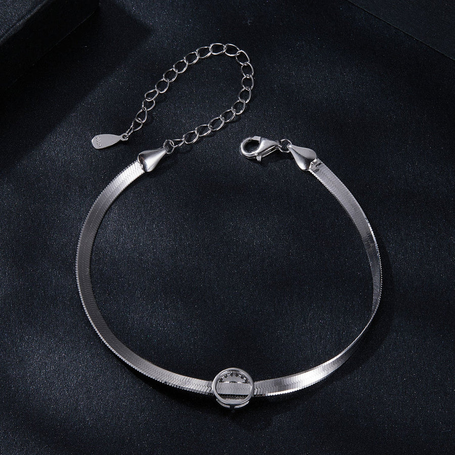 925 Sterling Silver 5.0mm Moissanite Bracelet with White Gold Plating for Women