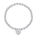 925 Sterling Silver Bracelet with Pavé Setting CZ and Platinum Plating, 17cm for Women