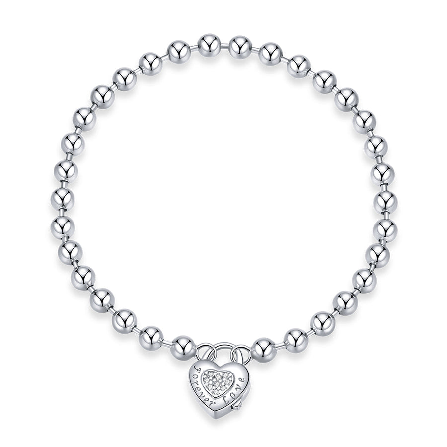 925 Sterling Silver Bracelet with Pavé Setting CZ and Platinum Plating, 17cm for Women
