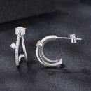 925 Sterling Silver Moissanite Earrings for Women - 1.4x0.5cm, Pavé Setting