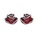 925 Sterling Silver Enamel Plated White Gold Earrings 0.7*1cm for Women