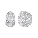 925 Sterling Silver Hoop Earrings with Synthetic Pearl and CZ, 1.1cm for Women