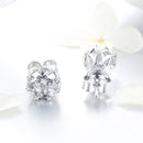 925 Sterling Silver Plated Platinum 0.6cm CZ Earrings