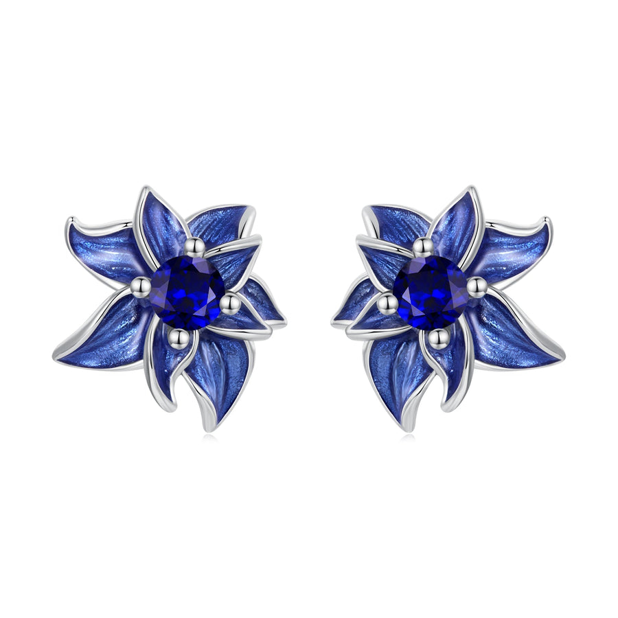 925 Sterling Silver Earrings with Enamel Process and Pavé Setting CZ