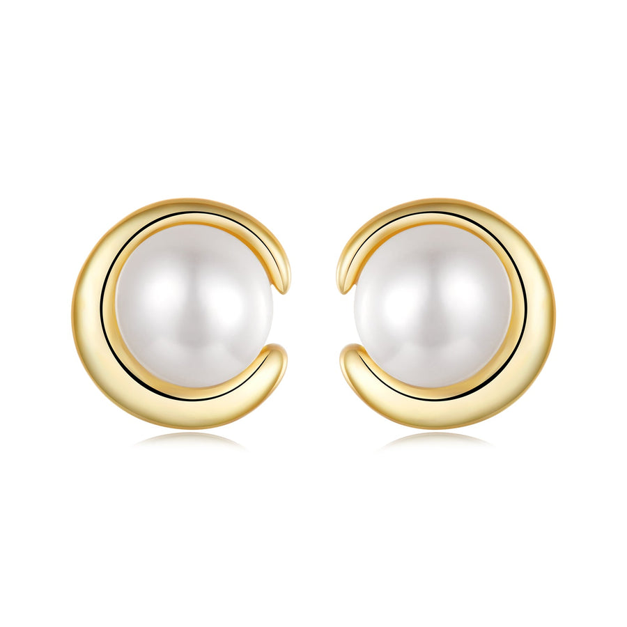 925 Sterling Silver Freshwater Pearl Gold Plated Earrings