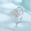 925 Sterling Silver White Gold Plated CZ Pavé Size E Ring for Women