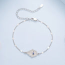 925 Sterling Silver + White Gold Plated 15cm Adjustable Bracelet with CZ and Synthetic Spinel for Women