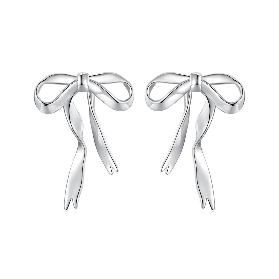 925 Sterling Silver Earrings with White Gold Plating - 1.8x1.3cm for Women