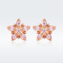 925 Sterling Silver Rose Gold Plated Pavé Setting CZ Earrings