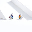 925 Sterling Silver Plated Platinum Earrings 0.5x0.6cm