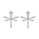 925 Sterling Silver Earrings with Pavé Setting CZ and Transparent Glass