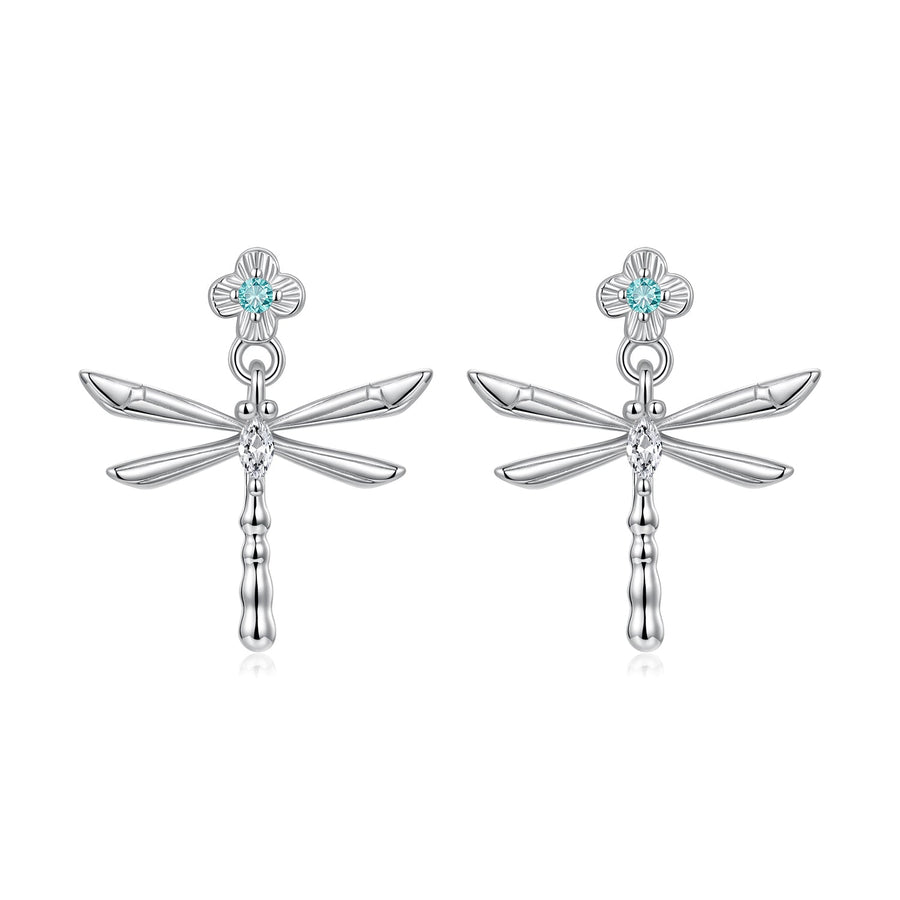 925 Sterling Silver Earrings with Pavé Setting CZ and Transparent Glass