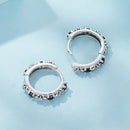 S925 Oxidized Silver Pavé CZ Earrings Size 14*2.5mm for Women