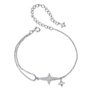 925 Sterling Silver & White Gold Plated Pave Setting CZ Bracelet 15+6cm
