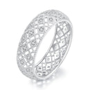 925 Sterling Silver & Platinum Plated Pavé CZ Ring Size 6 for Women