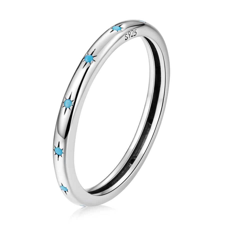 925 Sterling Silver Turquoise Oxidized Silver Ring Size 6 for Women