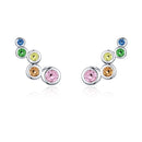 925 Sterling Silver Earrings with Pavé Setting CZ, 0.5x1.2 cm for Women