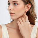 925 Sterling Silver & Natural Jade Pavé Setting Ring for Women