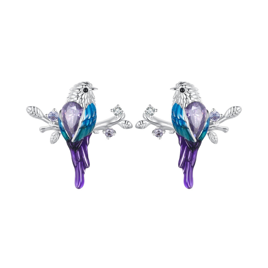 925 Sterling Silver Enamel Process Pavé Setting CZ Earrings