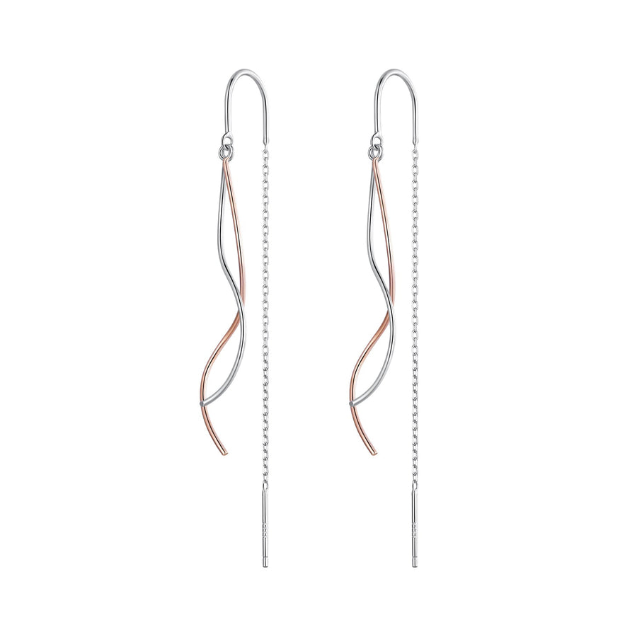 925 Sterling Silver Earrings 56*10mm Plated Platinum Rose Gold for Women