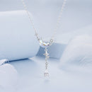 925 Sterling Silver Pendant Necklace with CZ and Transparent Glass for Women