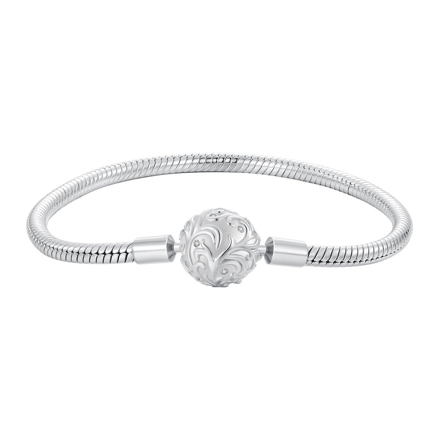 925 Sterling Silver White Gold Plated 17cm CZ Pavé Bracelet for Women