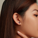 925 Sterling Silver Earrings with Pavé Setting CZ in Black Gold Plating