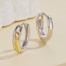 925 Sterling Silver Earrings for Women - 1.4x0.4cm - White Gold and Gold Plated