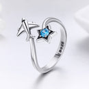 S925 Sterling Silver Star and Airplane Ring Set for Women
