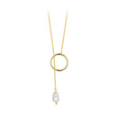 925 Sterling Silver Necklace with Gold Plated Freshwater Pearl - 60cm Length
