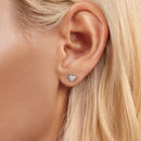 925 Sterling Silver Earrings with Plated White Gold & Pavé Setting CZ, 0.5cm for Women