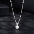 925 Sterling Silver Moissanite and Freshwater Pearl Necklace 40+5cm for Women