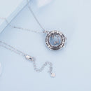 925 Sterling Silver Necklace with Pavé Setting CZ and Transparent Glass, 450mm for Women