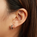 925 Sterling Silver Oxidized Earrings for Women 1.2*0.4cm