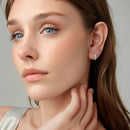 925 Sterling Silver Earrings with Pavé Setting CZ and White Gold Plating for Women