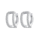 925 Sterling Silver Earrings with White Gold Plating and Pavé Setting CZ for Women