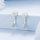 925 Sterling Silver CZ Earrings with White Gold Plating, 1.4x0.5cm for Women