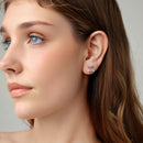 925 Sterling Silver Earrings with Pavé Setting CZ and Transparent Glass for Women