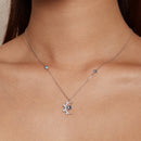 925 Sterling Silver Necklace with Pavé Setting CZ and Spinel Pendant