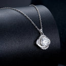 925 Sterling Silver Moissanite Pendant Necklace for Women, 39+5cm, Platinum Plated