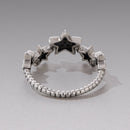 925 Sterling Silver Oxidized Rings with Pavé Setting CZ, Size 6.0 for Women