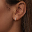925 Sterling Silver Earrings with CZ and White Gold Plating, 1.3cm for Women