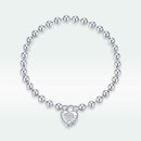 925 Sterling Silver Bracelet with Pavé Setting CZ and Platinum Plating, 17cm for Women