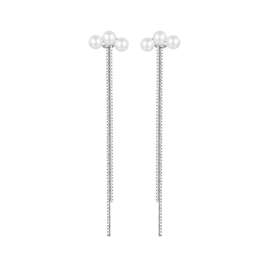 925 Sterling Silver White Gold Plated Shell Pearl Earrings