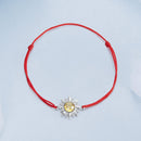 925 Sterling Silver Adjustable Length Bracelet with CZ and Glass Pendant for Women