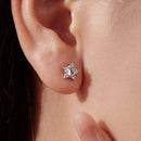 925 Sterling Silver White Gold Plated Moonstone & CZ Earrings