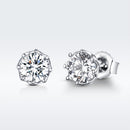 925 Sterling Silver Plated Platinum 0.6cm CZ Earrings