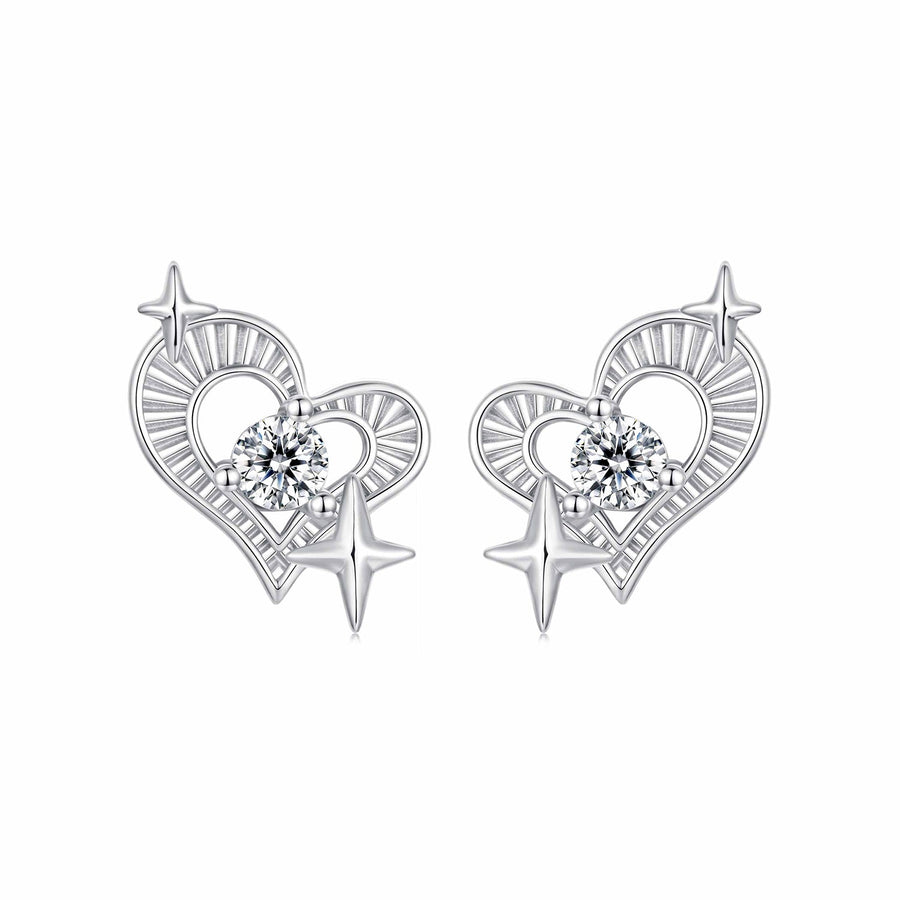 925 Sterling Silver Earrings with Pavé Setting CZ in White Gold